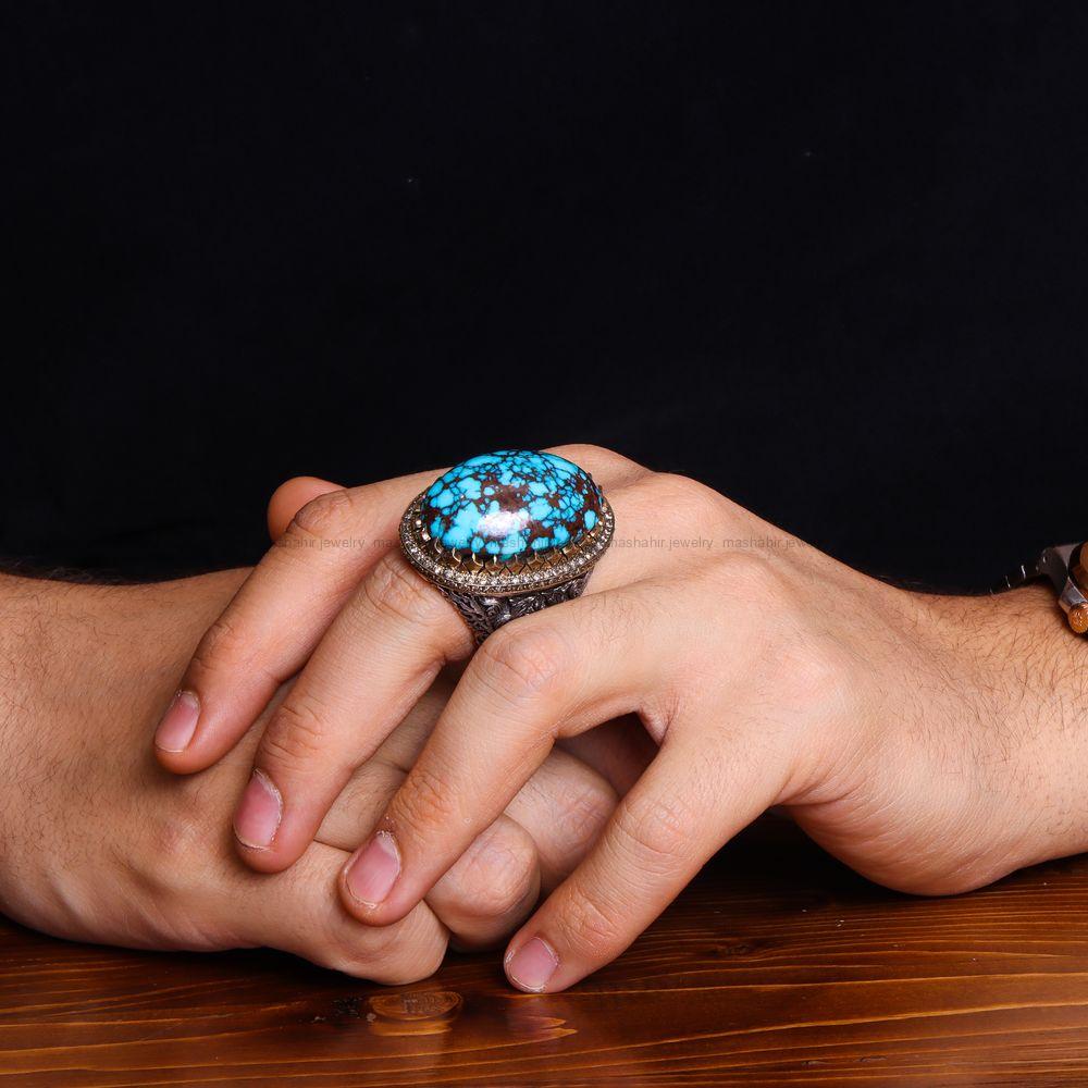 انگشتر فیروزه شجری مردانه کد 8