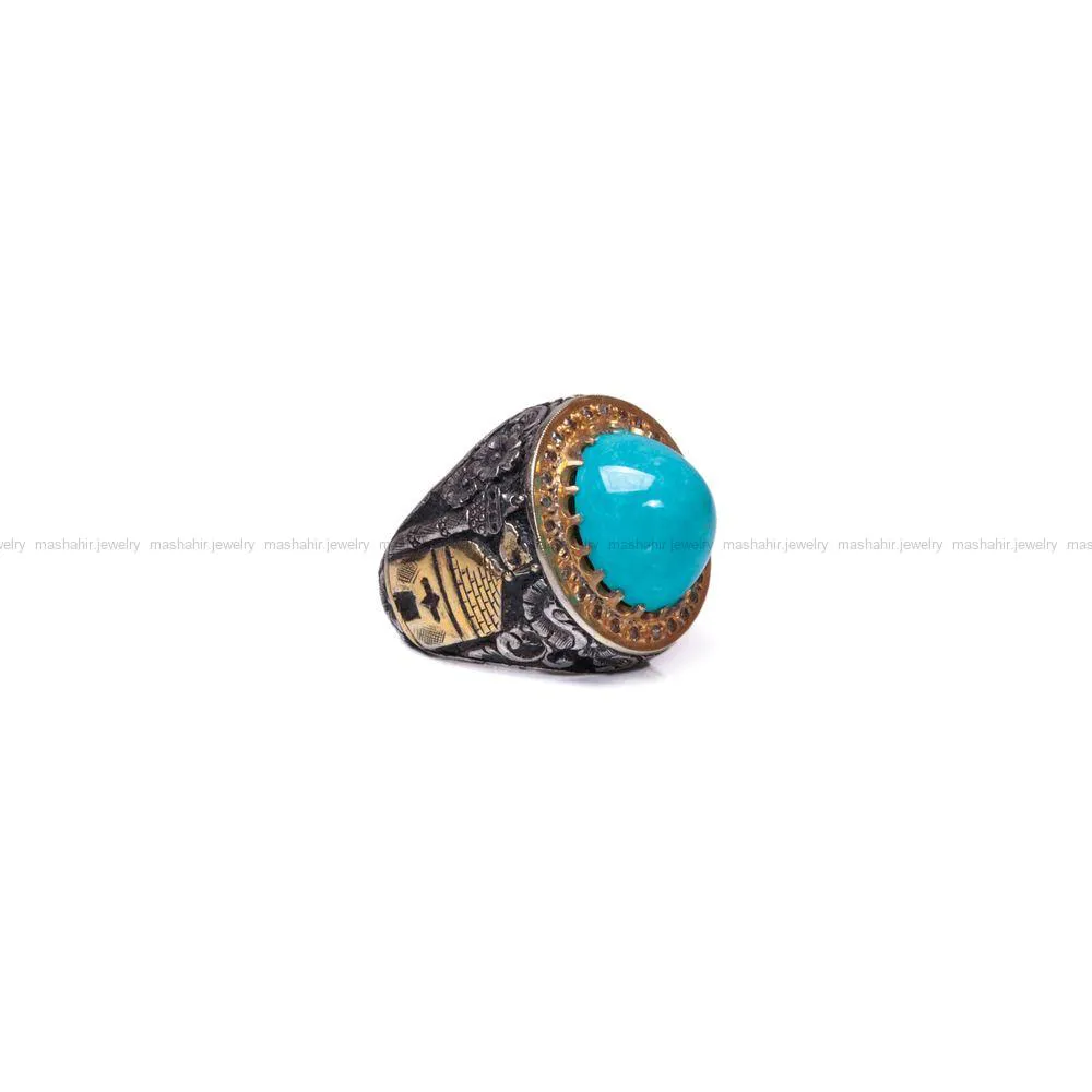 انگشتر فيروزه عجمی مردانه کد 953