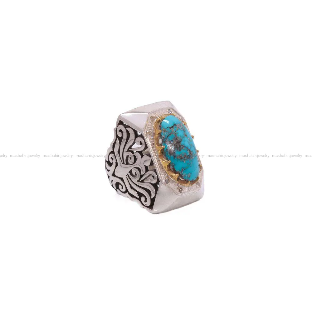 انگشتر فيروزه شجری مردانه کد 977