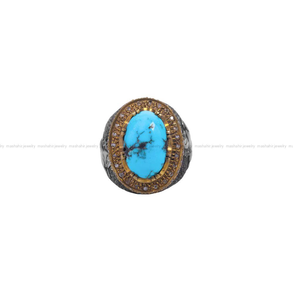 انگشتر فيروزه شجری مردانه کد 684