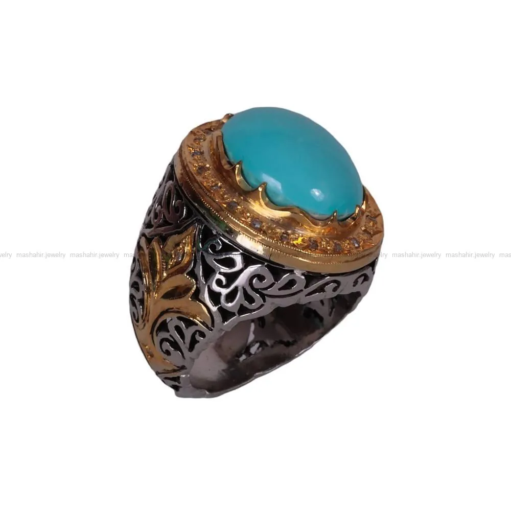 انگشتر فیروزه عجمی مردانه کد 701