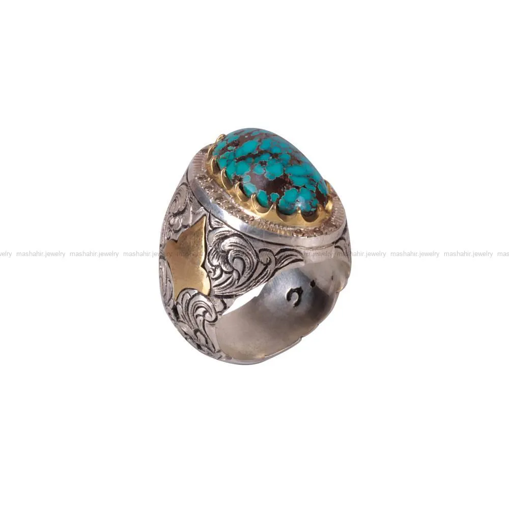 انگشتر فیروزه شجری مردانه کد 376