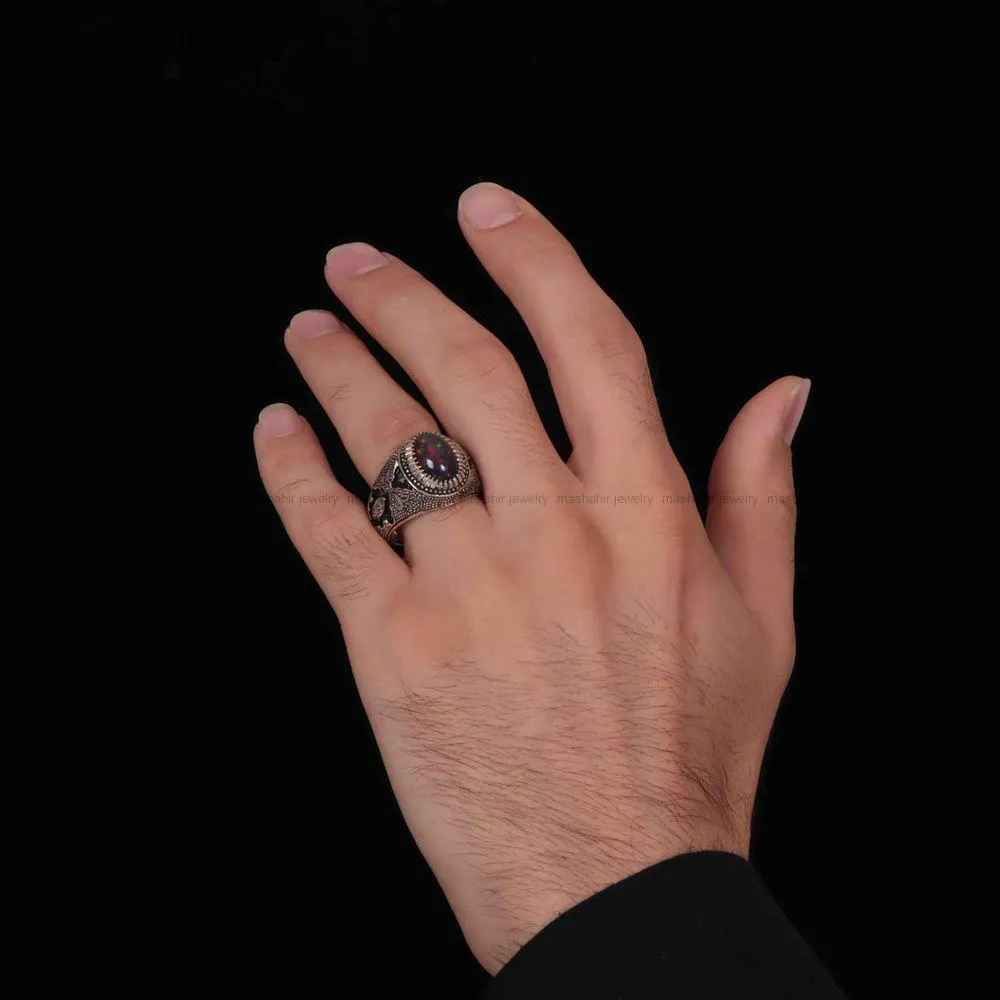 انگشتر اوپال مردانه کد 1256