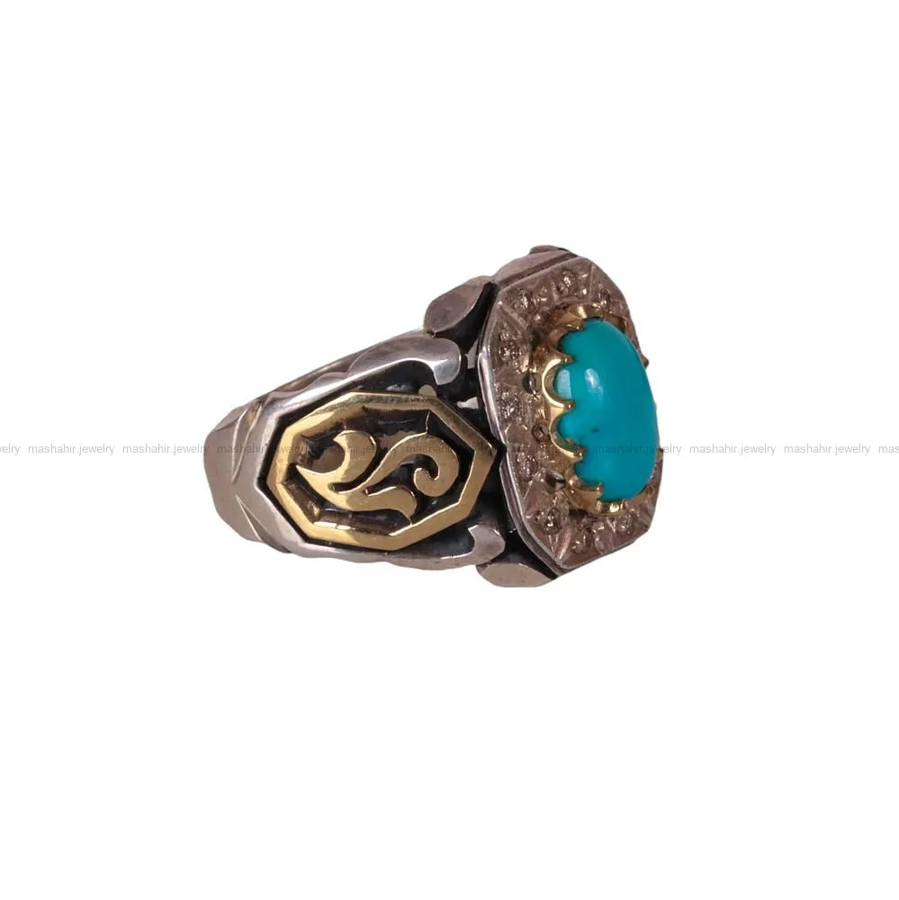 انگشتر فیروزه عجمی مردانه کد 453