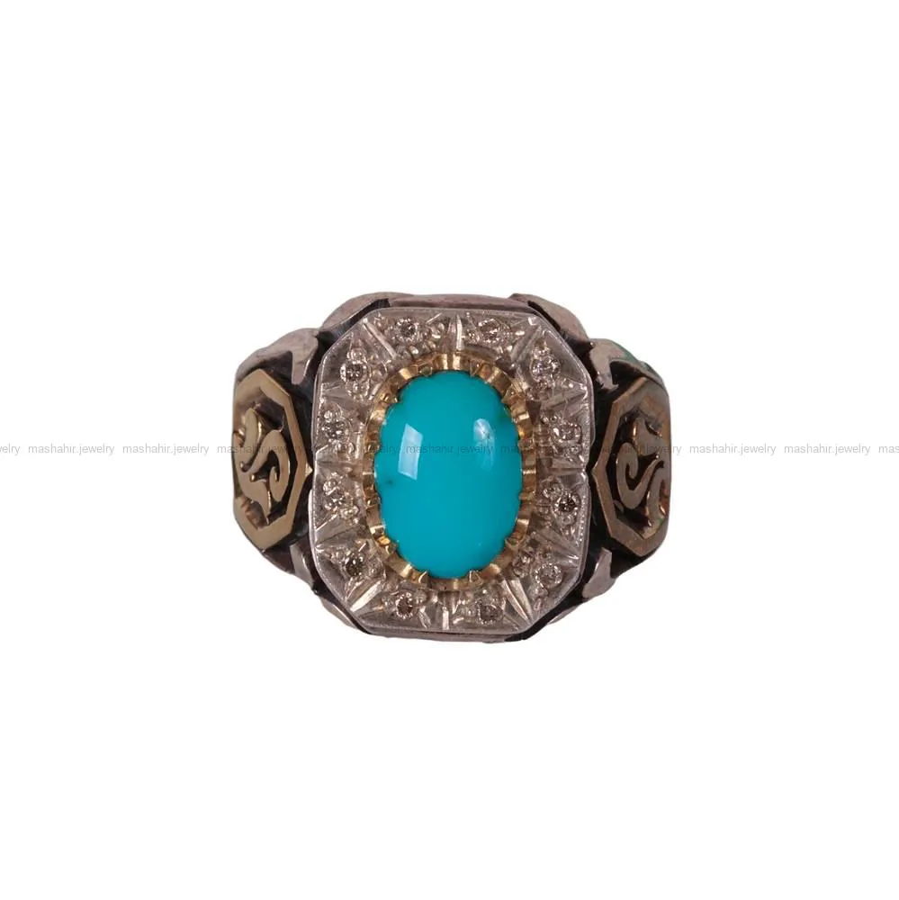 انگشتر فیروزه عجمی مردانه کد 453