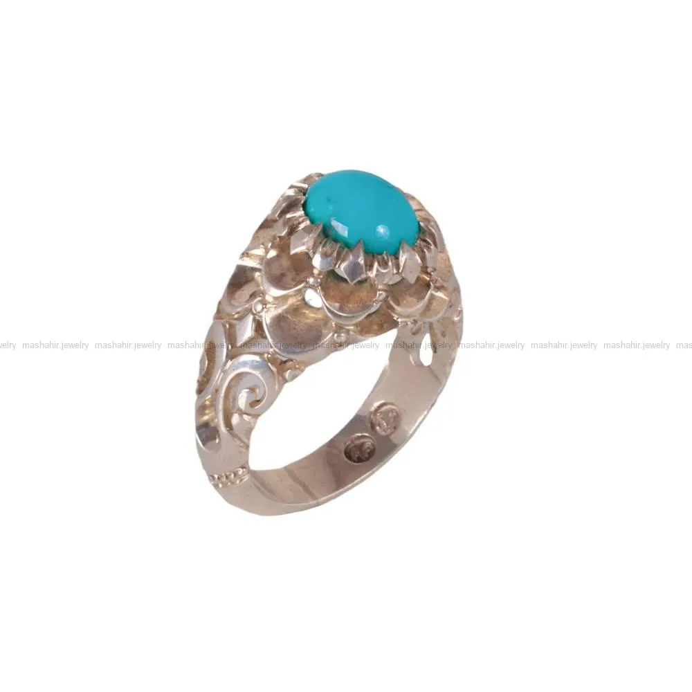 انگشتر فیروزه عجمی مردانه کد 465