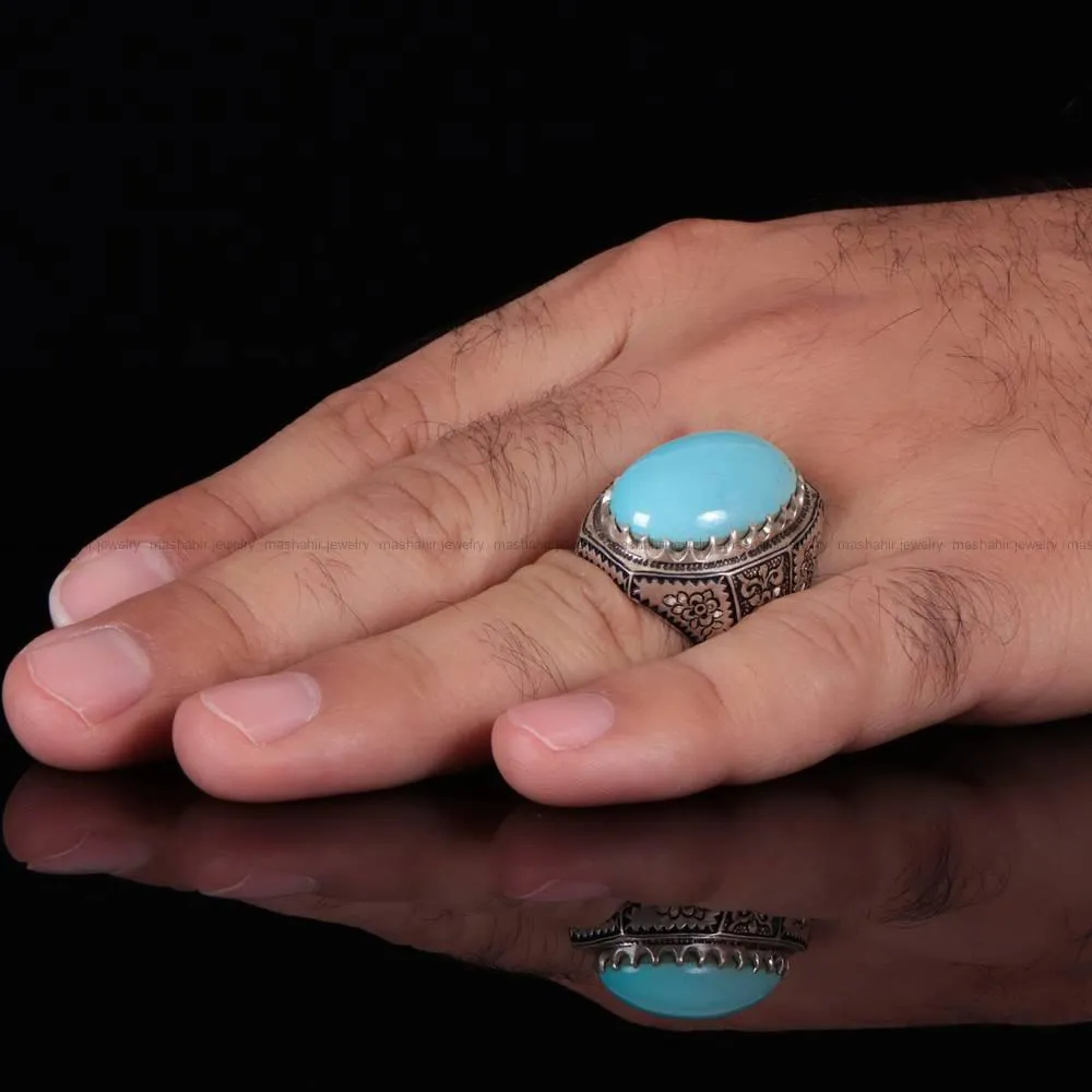 انگشتر فيروزه عجمی مردانه کد 733