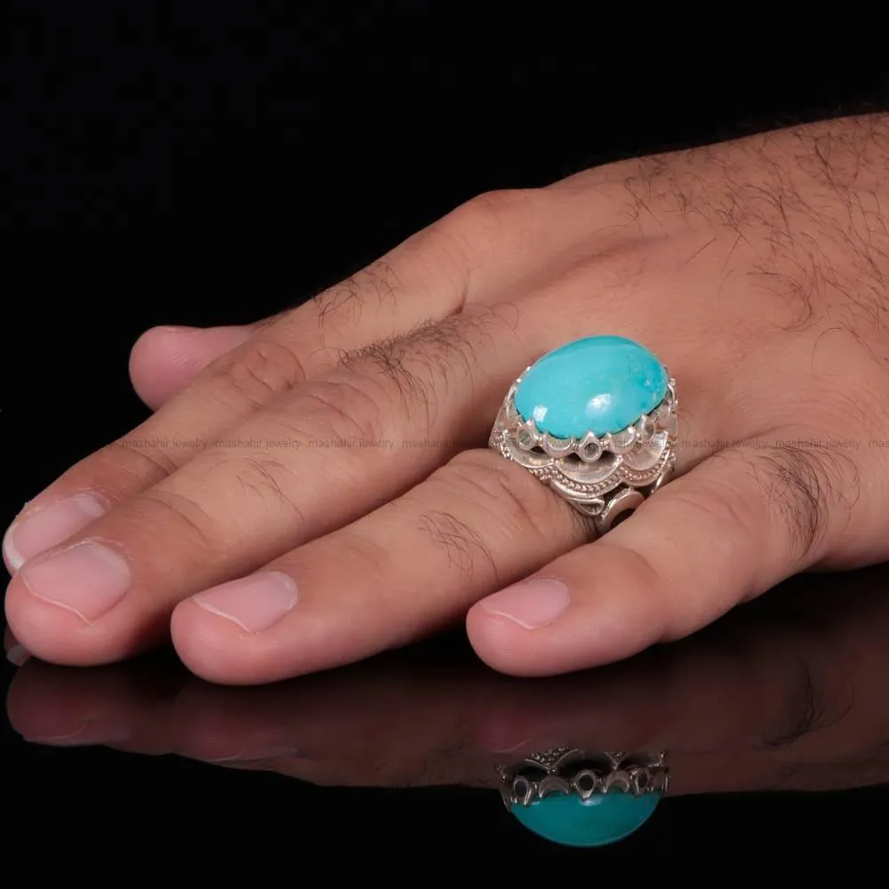 انگشتر فيروزه عجمی مردانه کد 737