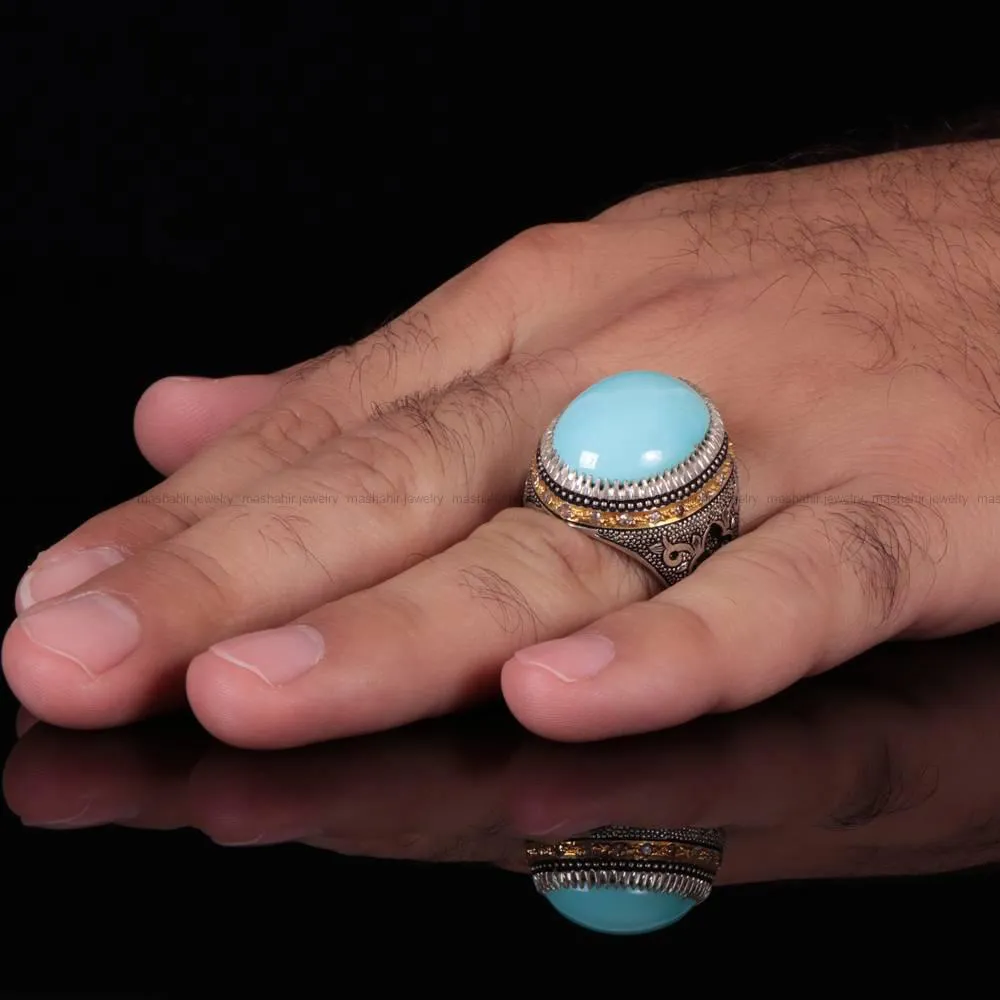 انگشتر فيروزه عجمی مردانه کد 739