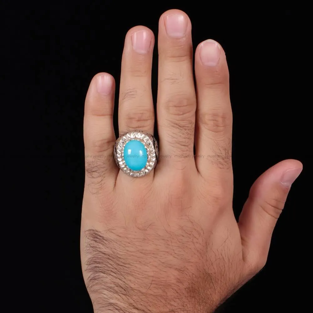 انگشتر فيروزه عجمی مردانه کد 742
