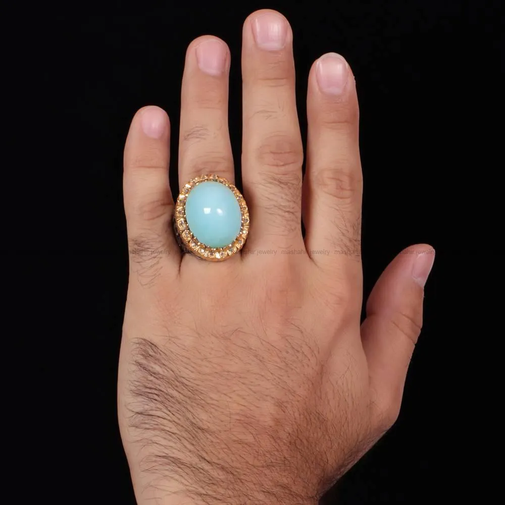 انگشتر فيروزه عجمی مردانه کد 744