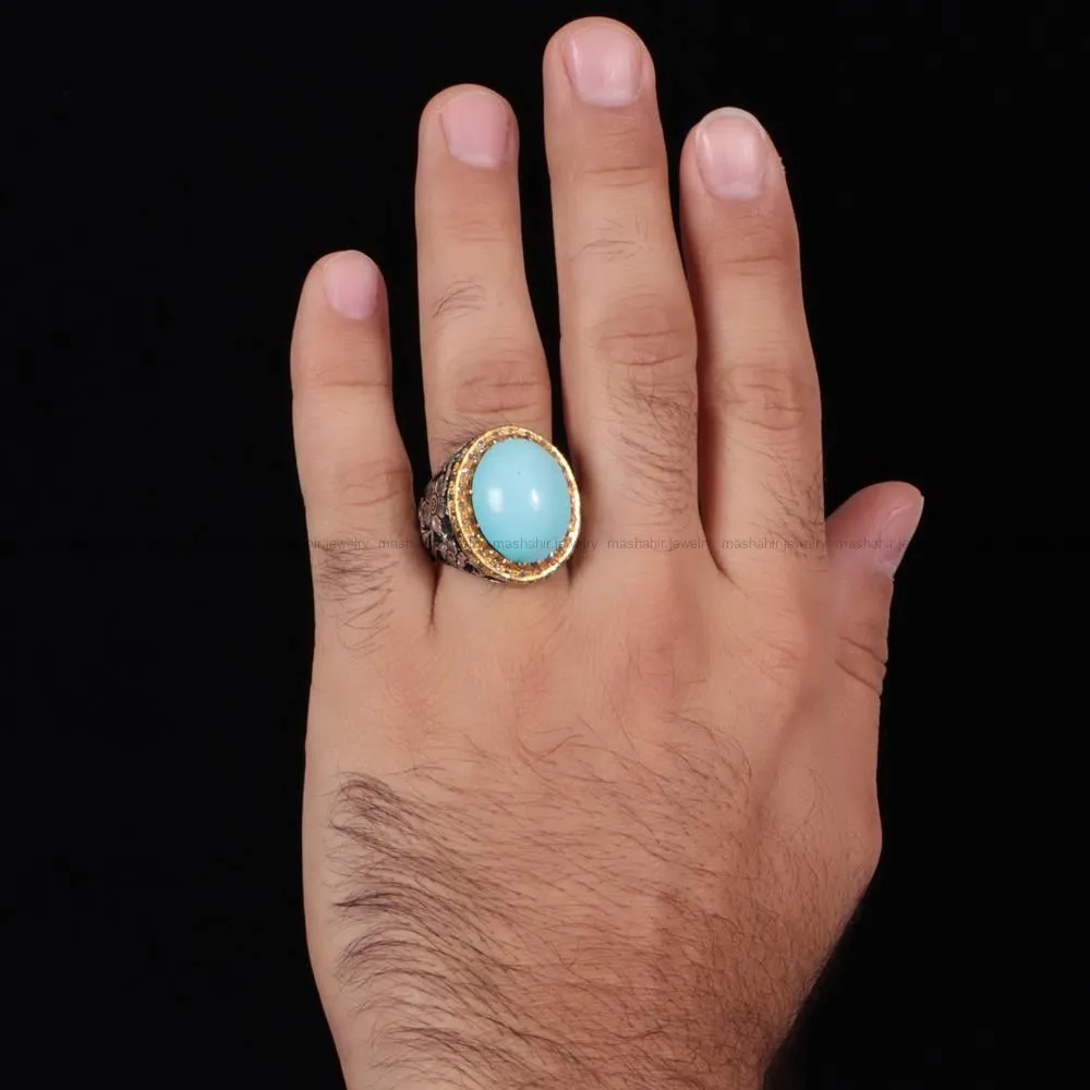 انگشتر فيروزه عجمی مردانه کد 746