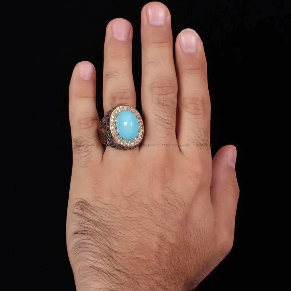 انگشتر فيروزه عجمی مردانه کد 748