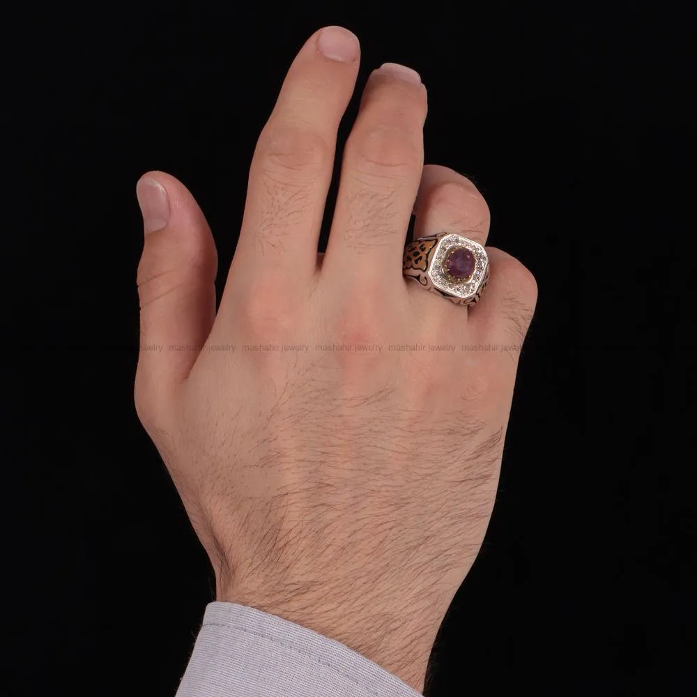 انگشتر یاقوت سرخ مردانه کد 781