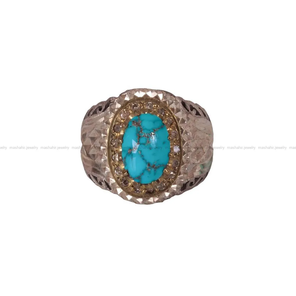 انگشتر فیروزه شجری مردانه کد 480