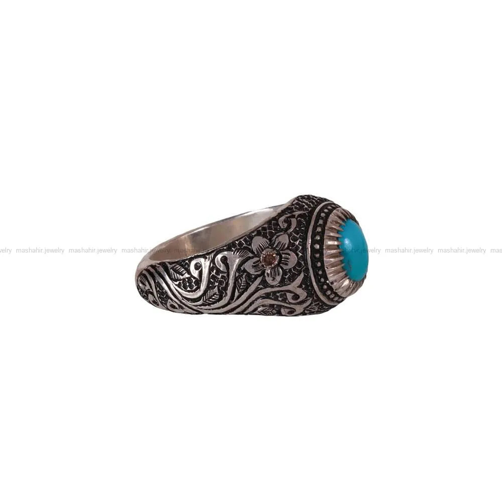 انگشتر فیروزه عجمی مردانه کد 482