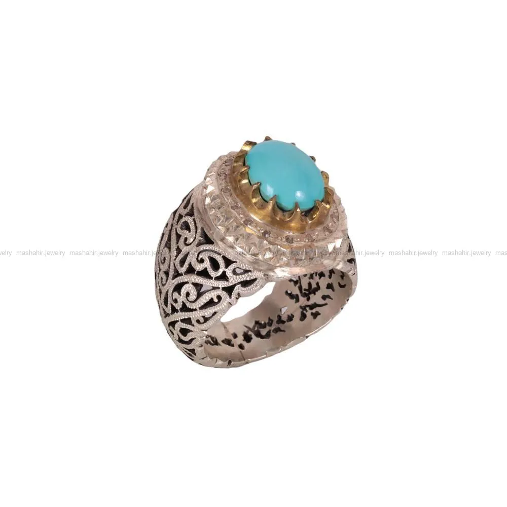 انگشتر فیروزه عجمی مردانه کد 484