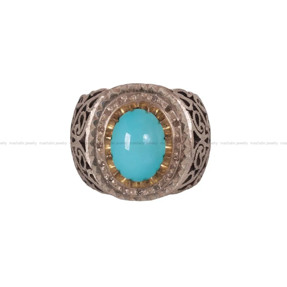 انگشتر فیروزه عجمی مردانه کد 484