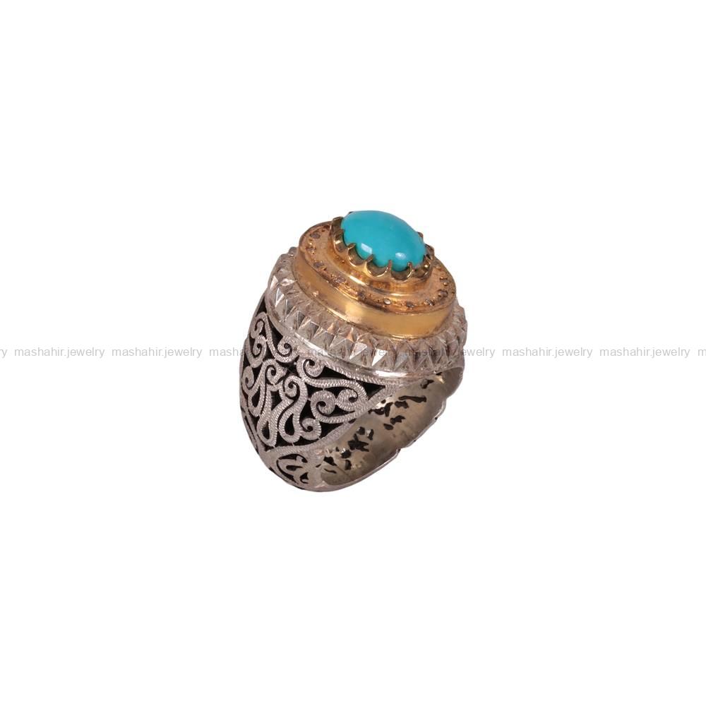 انگشتر فيروزه عجمی مردانه کد 495