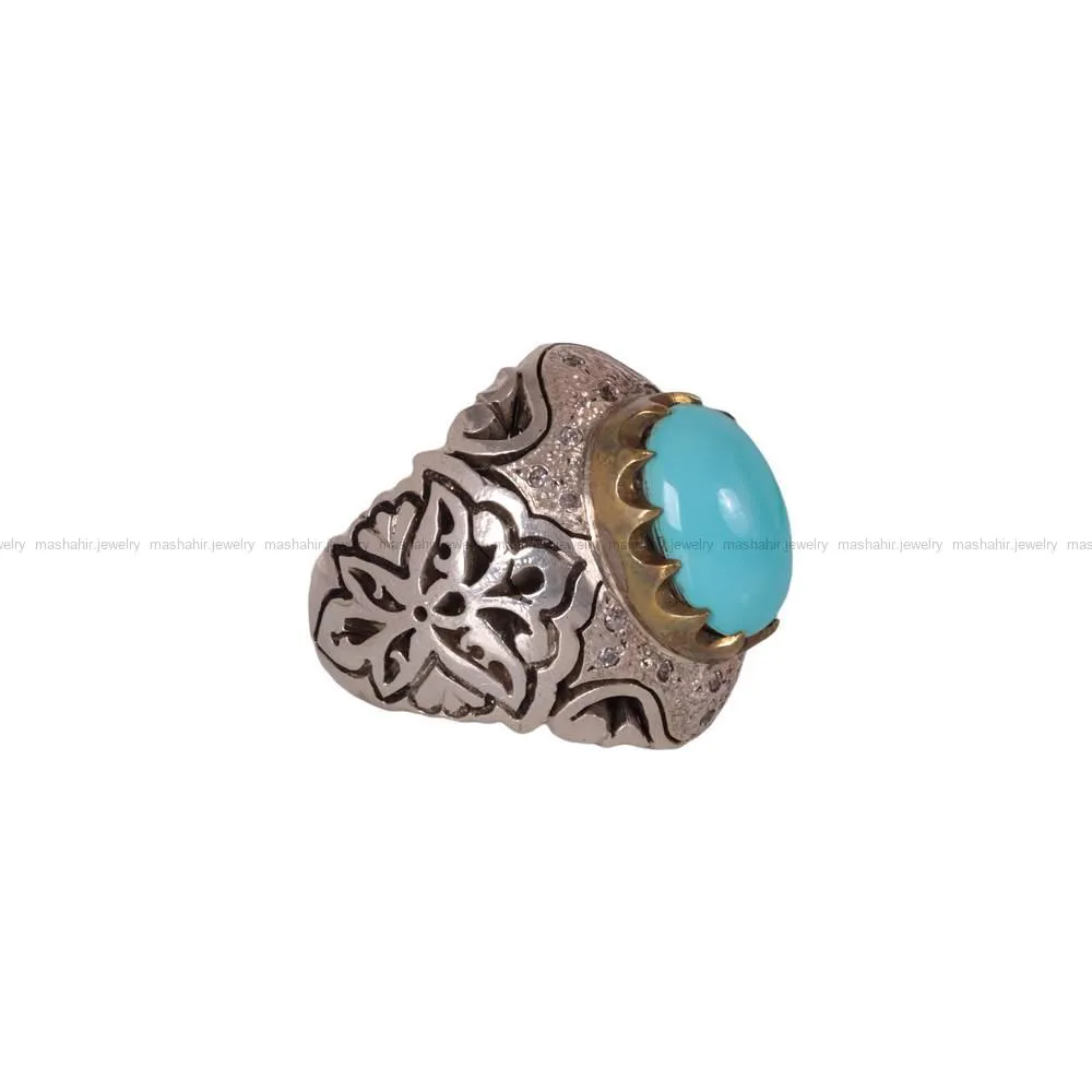 انگشتر فيروزه عجمی مردانه کد 517