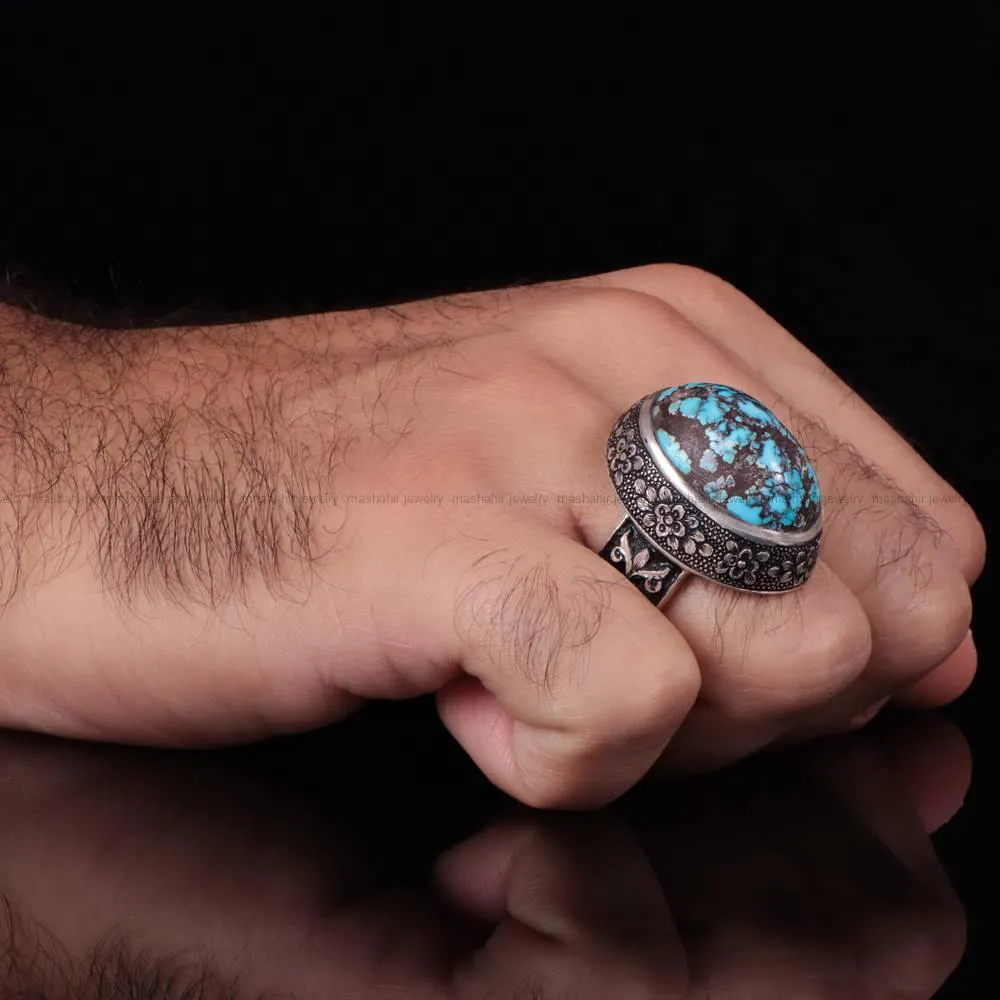 انگشتر فيروزه شجری مردانه کد 520