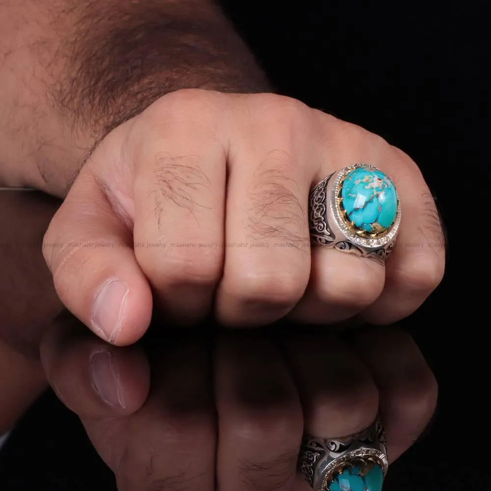 انگشتر فيروزه شجری مردانه کد 536