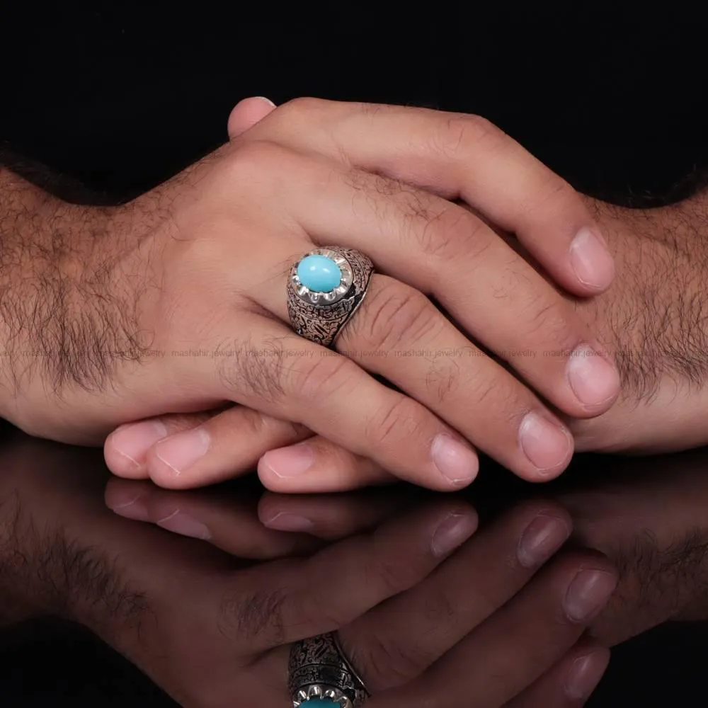 انگشتر فيروزه عجمی مردانه کد 538