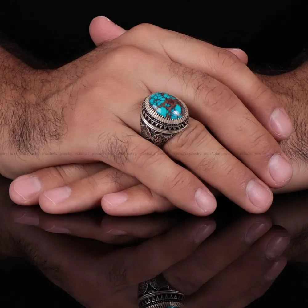 انگشتر فيروزه شجری مردانه کد 545