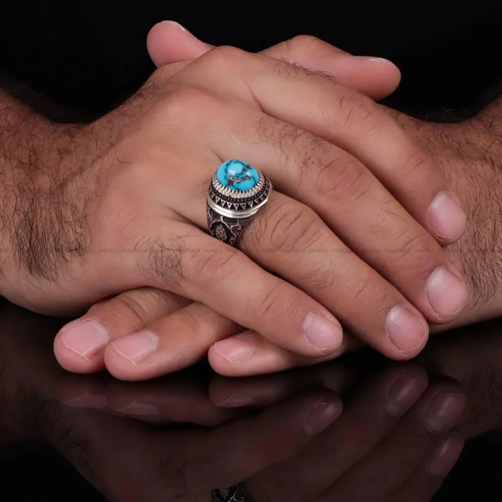 انگشتر فيروزه شجری مردانه کد 546