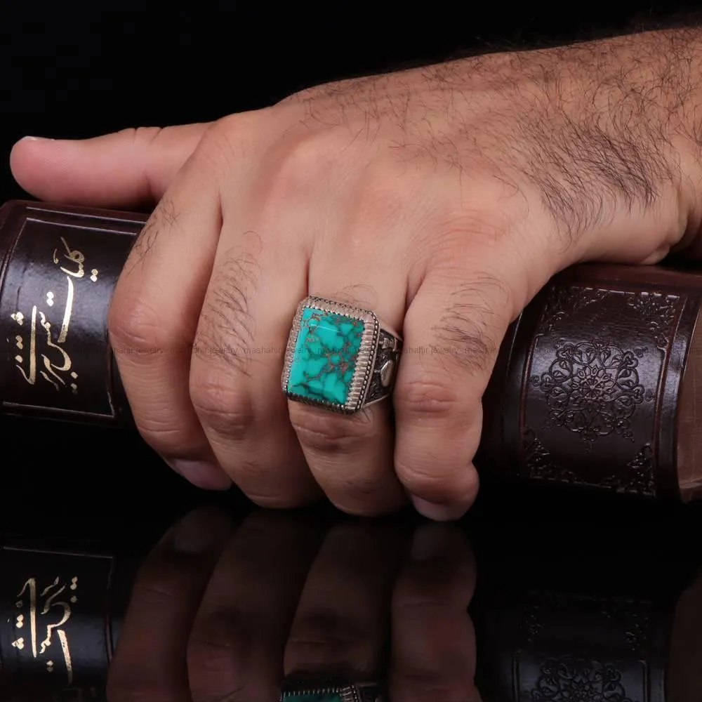 انگشتر فيروزه شجری مردانه کد 548
