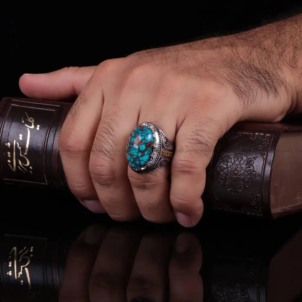 انگشتر فيروزه شجری مردانه کد 549