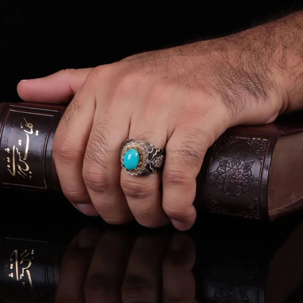 انگشتر فيروزه عجمی مردانه کد 550