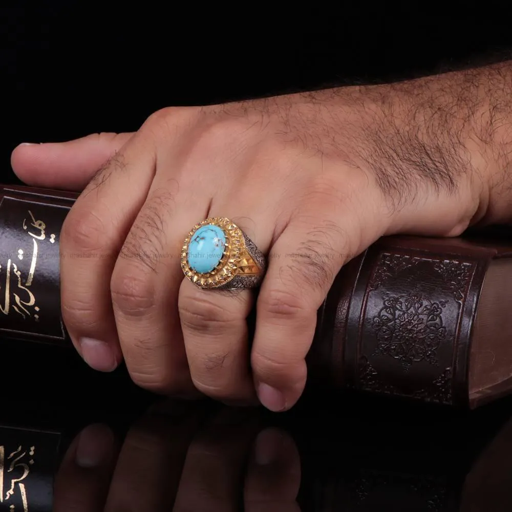 انگشتر فيروزه شجری مردانه کد 552