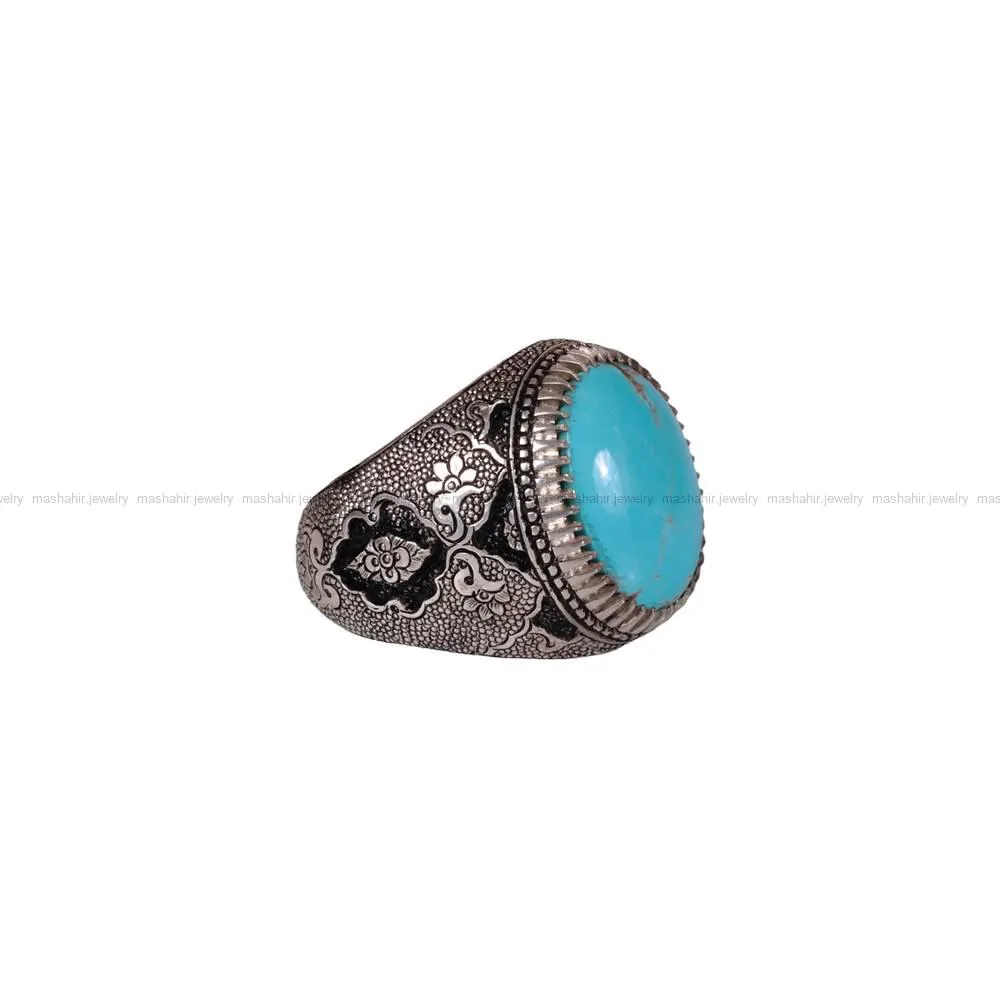 انگشتر فيروزه عجمی مردانه کد 555