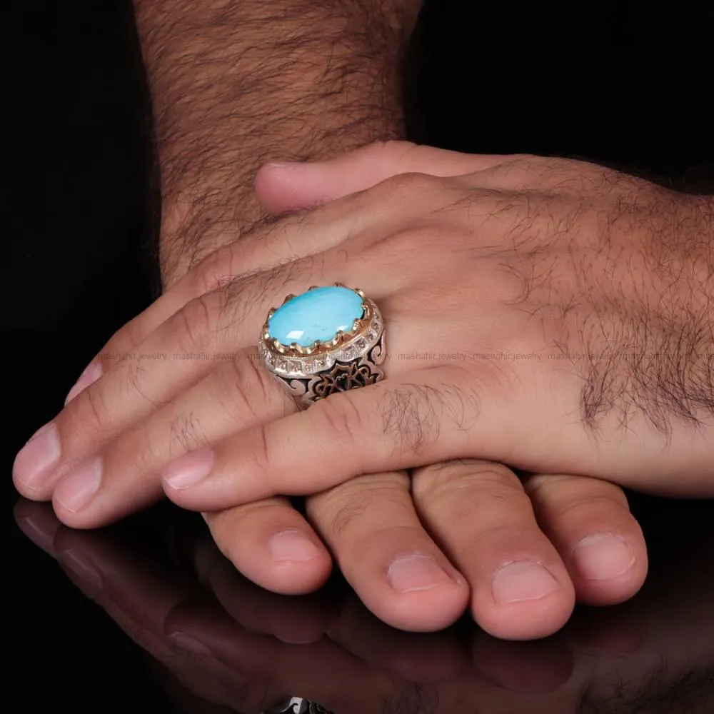انگشتر فيروزه عجمی مردانه کد 571