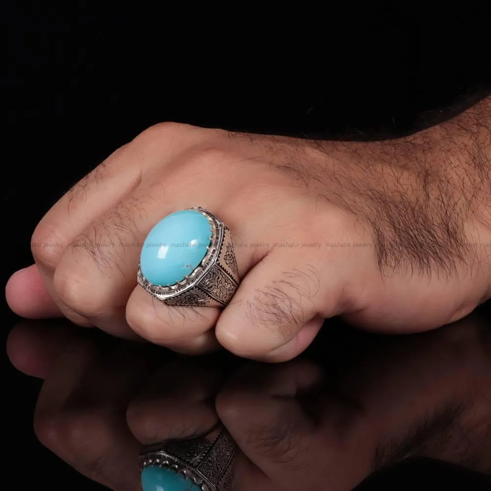 انگشتر فيروزه عجمی مردانه کد 728