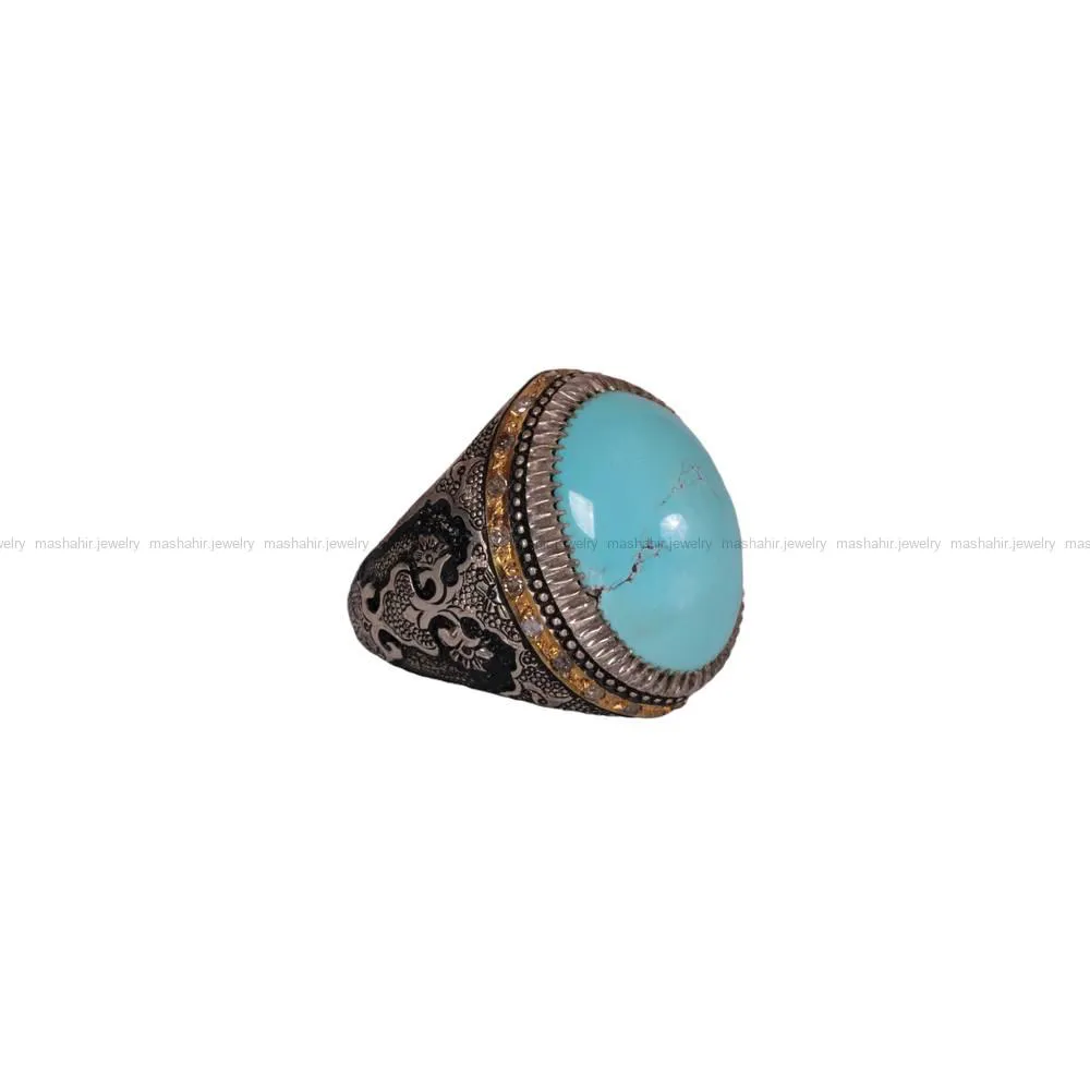 انگشتر فيروزه عجمی مردانه کد 576