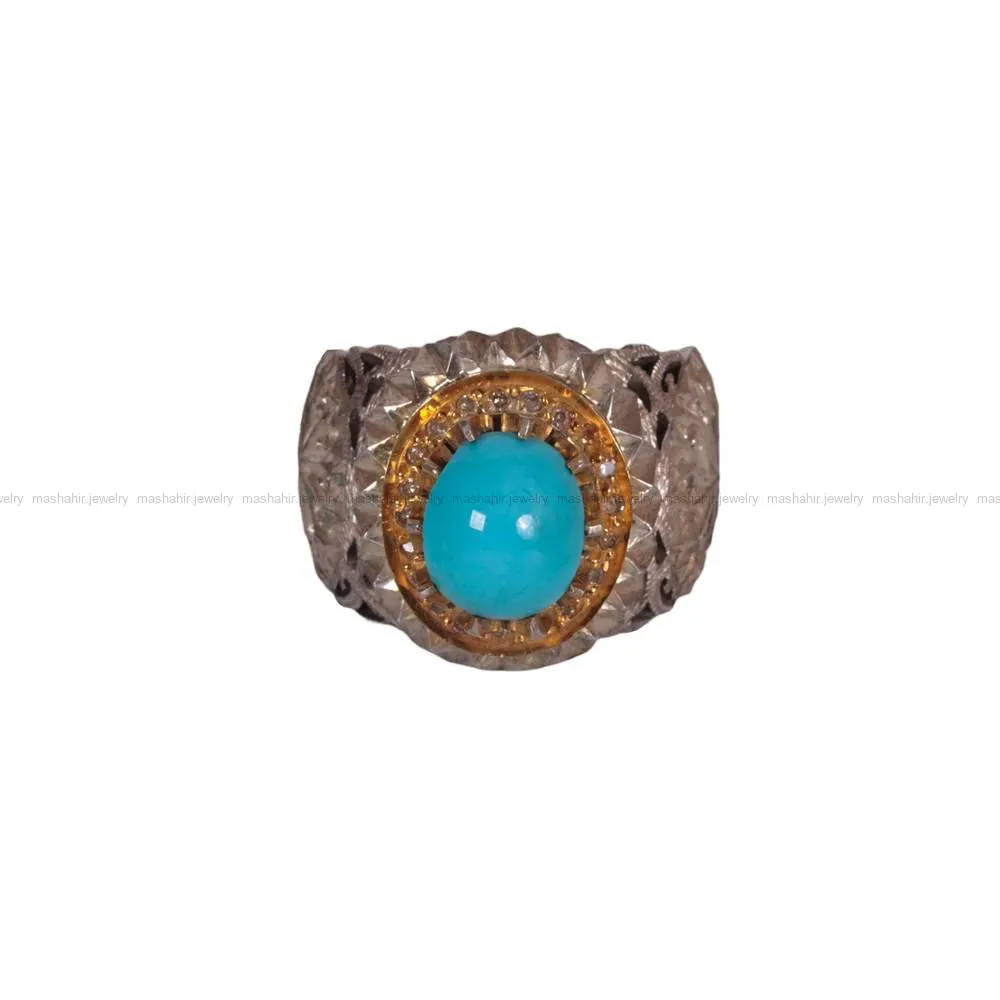 انگشتر فيروزه عجمی مردانه کد 583
