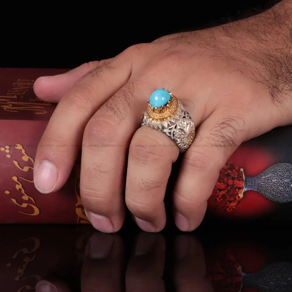 انگشتر فيروزه عجمی مردانه کد 583