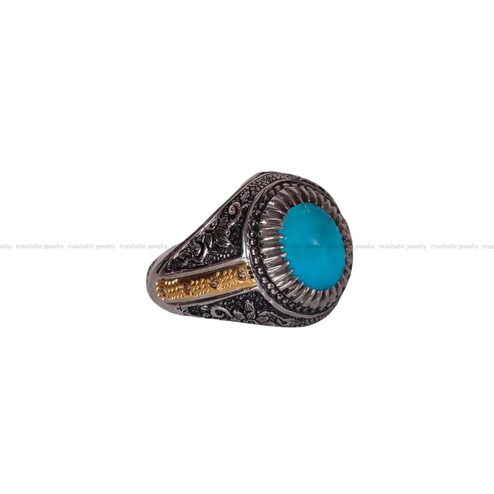 انگشتر فيروزه عجمی مردانه کد 597