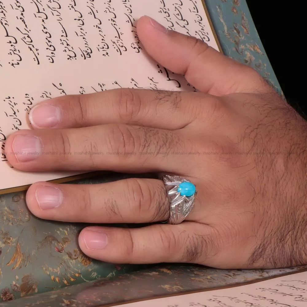 انگشتر فيروزه عجمی مردانه کد 599