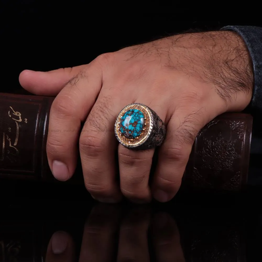 انگشتر فيروزه شجری مردانه کد 620