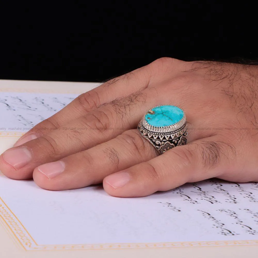 انگشتر فيروزه شجری مردانه کد 647