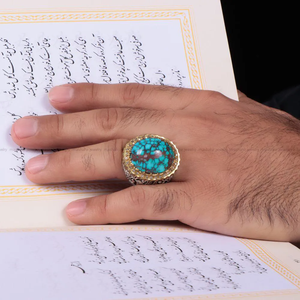 انگشتر فيروزه شجری مردانه کد 662
