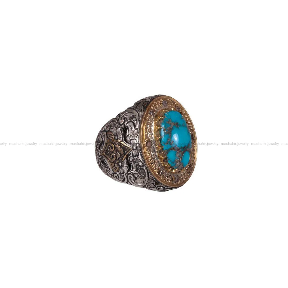 انگشتر فيروزه شجری مردانه کد 670