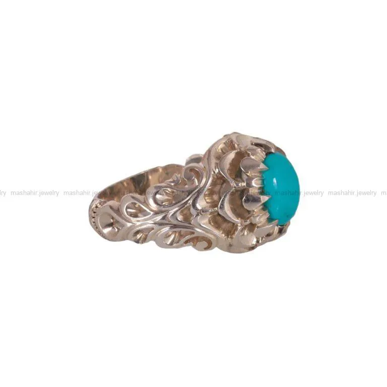 انگشتر فیروزه عجمی مردانه کد 476