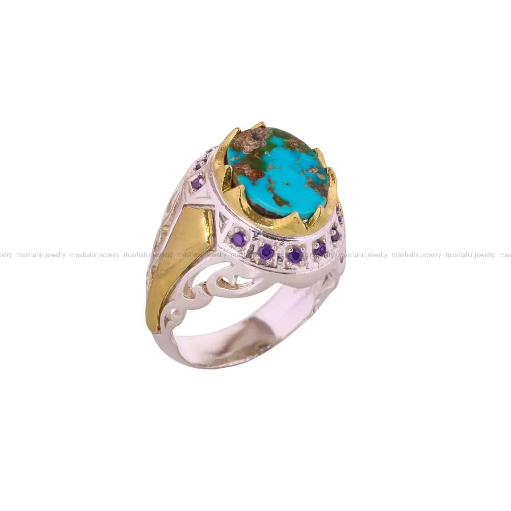 انگشتر فیروزه شجری مردانه کد 4500
