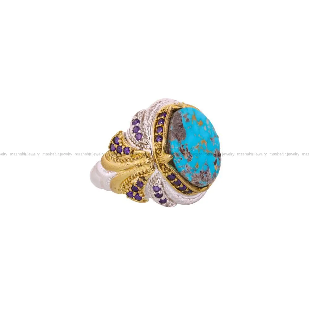 انگشتر فیروزه شجری مردانه کد 4508