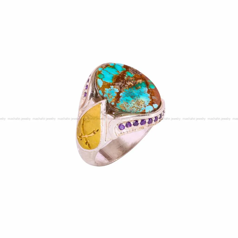 انگشتر فیروزه شجری مردانه کد 4532
