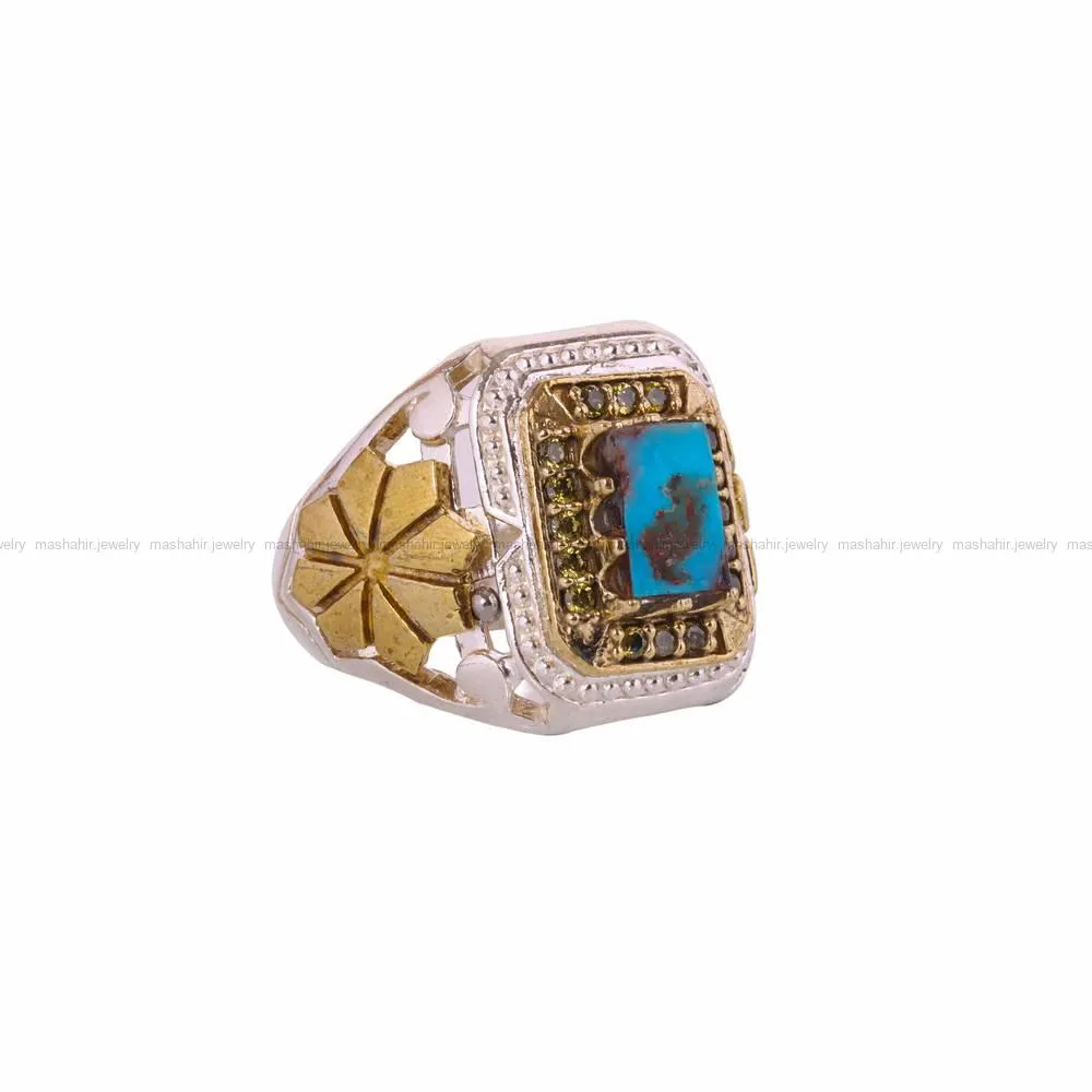 انگشتر فیروزه شجری مردانه کد 4536